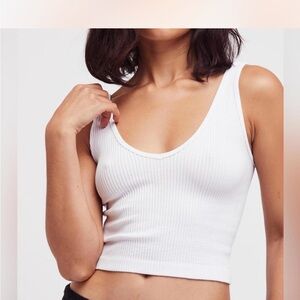 FP Movement by Free People White Ribbed Crop Top